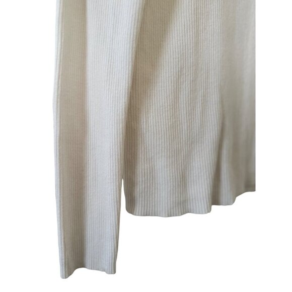 Halogen Womens Ribbed White Sweater L Long Sleeve Round Neck Soft Blend Fabric - Picture 8 of 16